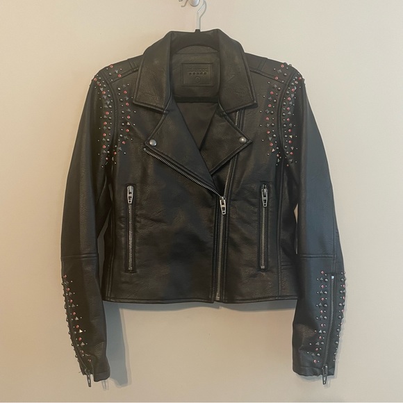 BLANK NYC Faux Leather Studded Moto Jacket - Black Size S - Picture 13 of 13